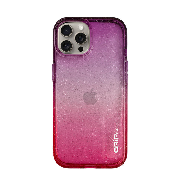 غطاء هاتف Grip Case Crystal Glitter  لأجهزة آيفون 15 Pro باللون البنفسجي والأحمر