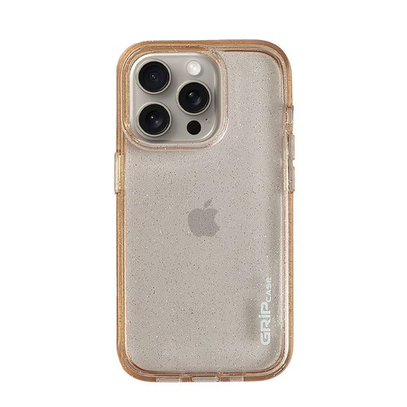 غطاء هاتف Grip Case Crystal Glitter  لأجهزة آيفون 15 Pro باللون الوردي الذهبي