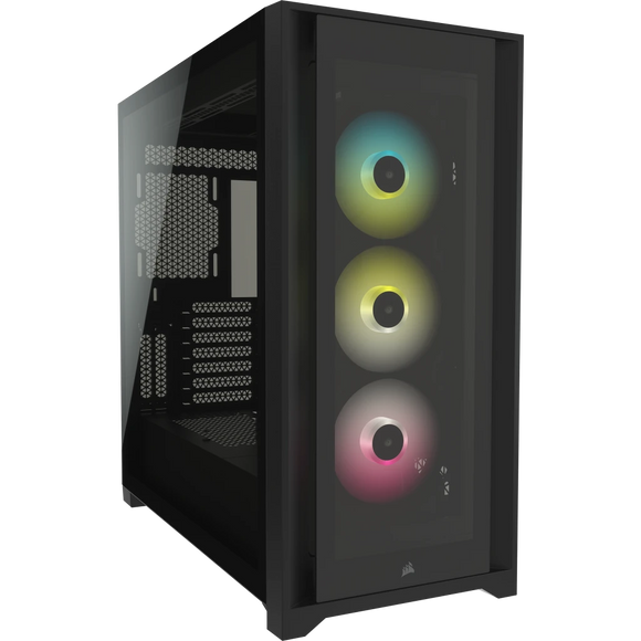 صندوق corsair iCUE 5000X RGB Tempered Glass Mid-Tower ATX PC Smart Case باللون الأسود