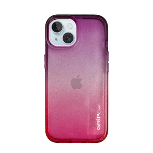 غطاء هاتف Grip Case Crystal Glitter  لأجهزة آيفون 15 باللون الأحمر والبنفسجي