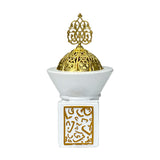 مبخرة مع غطاء ذهبي باللون الأبيض