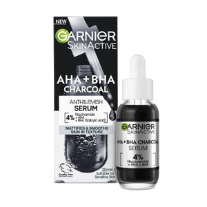 سيروم للوجه Garnier Active AHA+BHA بالفحم مقاوم لحب الشباب (30مل)