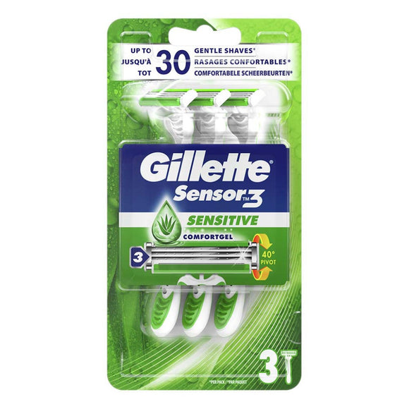 شفرة حلاقة  Gillette Sensor 3  للبشرة الحساسة (3 قطع )