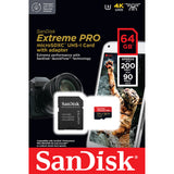 بطاقة ذاكرة SanDisk Extreme Pro MicroSDXC 200MB/s A2 C10 V30 UHS-I (64GB)