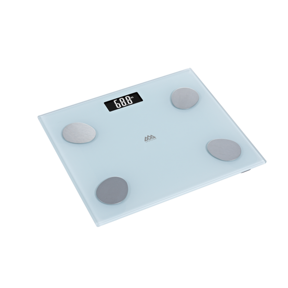 ميزان بلوتوث ذكي  لقياس الوزن  سعة 150 كغم باللون الأبيض