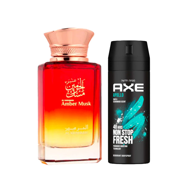 Al Haramain Amber Musk EDP (100ml) + مزيل عرق AXE هدية للرجال أو للنساء