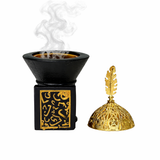 مبخرة مع غطاء ذهبي باللون الأسود