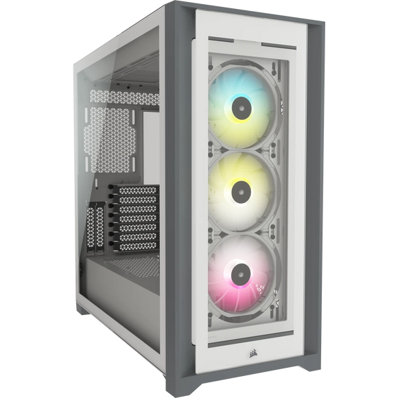 صندوق corsair iCUE 5000X RGB Tempered Glass Mid-Tower ATX PC Smart Case باللون الأبيض