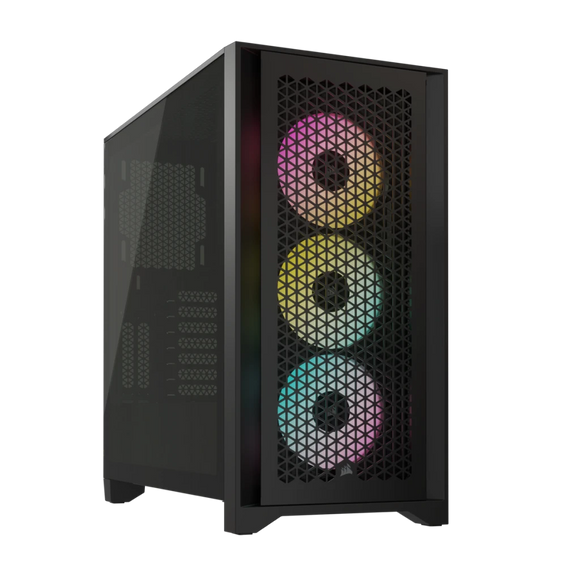 صندوق corsair iCUE 4000D RGB AIRFLOW Mid-Tower Case, Black - 3x AF120 RGB ELITE Fans باللون الاسود