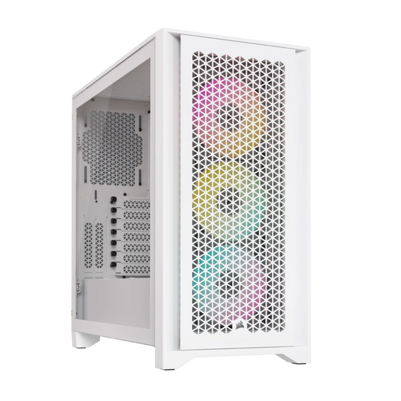 صندوق corsair iCUE 4000D RGB AIRFLOW Mid-Tower Case, white - 3x AF120 RGB ELITE Fans باللون الابيض