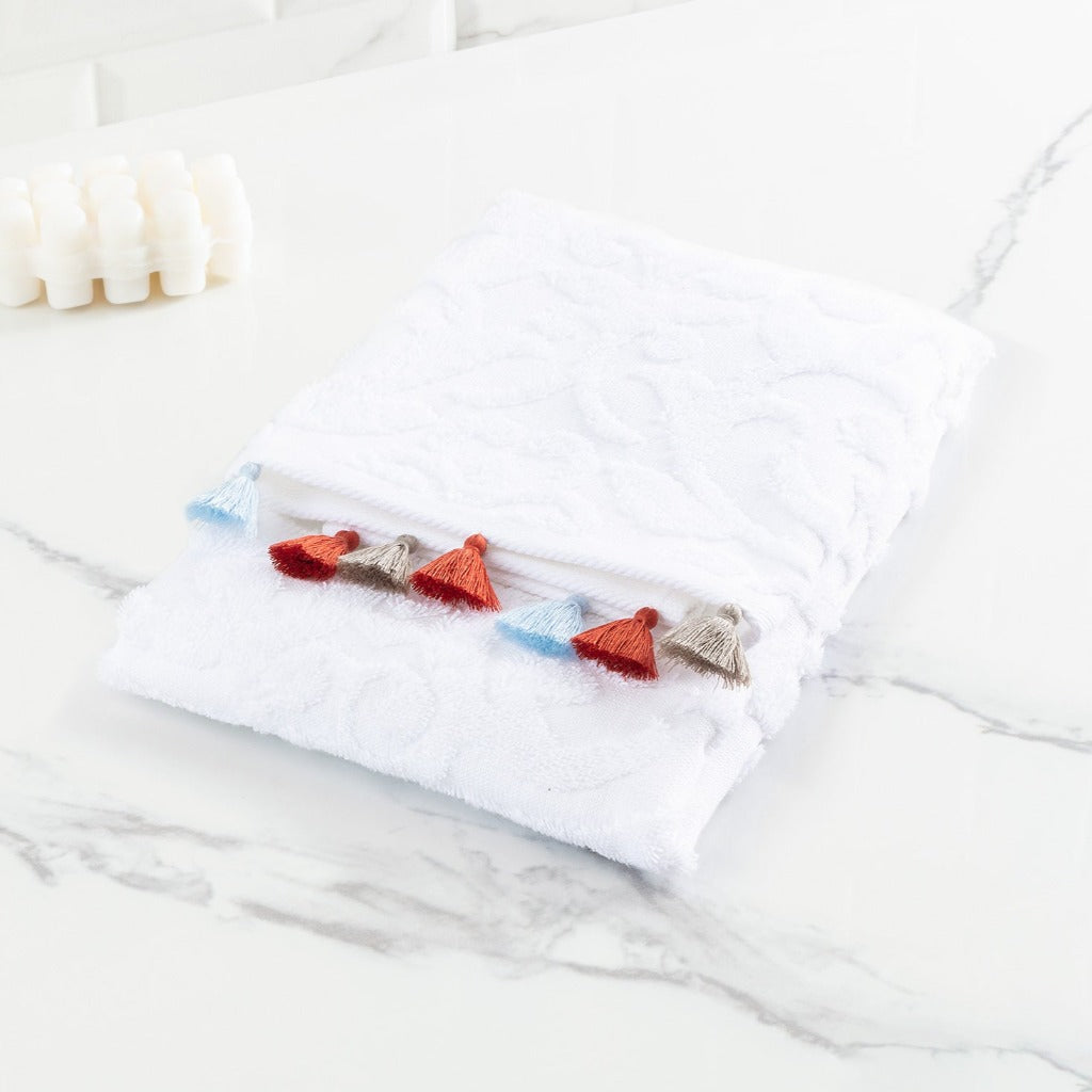 منشفة للوجه قطنية باللون الابيض 50×70 سم