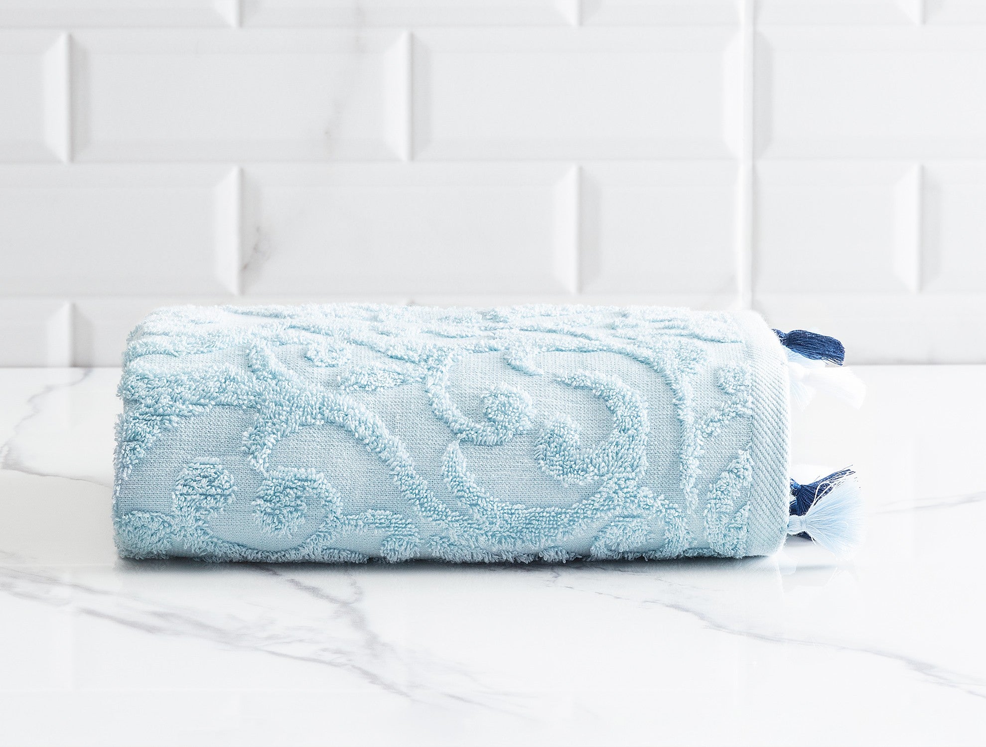 منشفة للوجه قطنية باللون الأزرق 50×70 سم