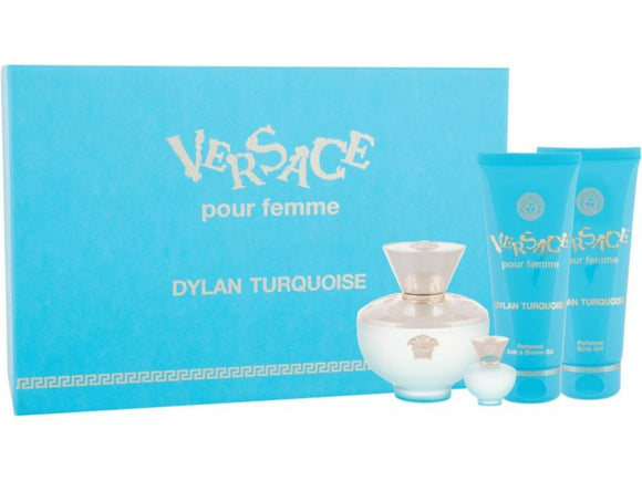 Versace Dylan Turquoise Set EDP  (100ml & 5 ML) + Body lotion (100ml) + Shower gel (100ml)
