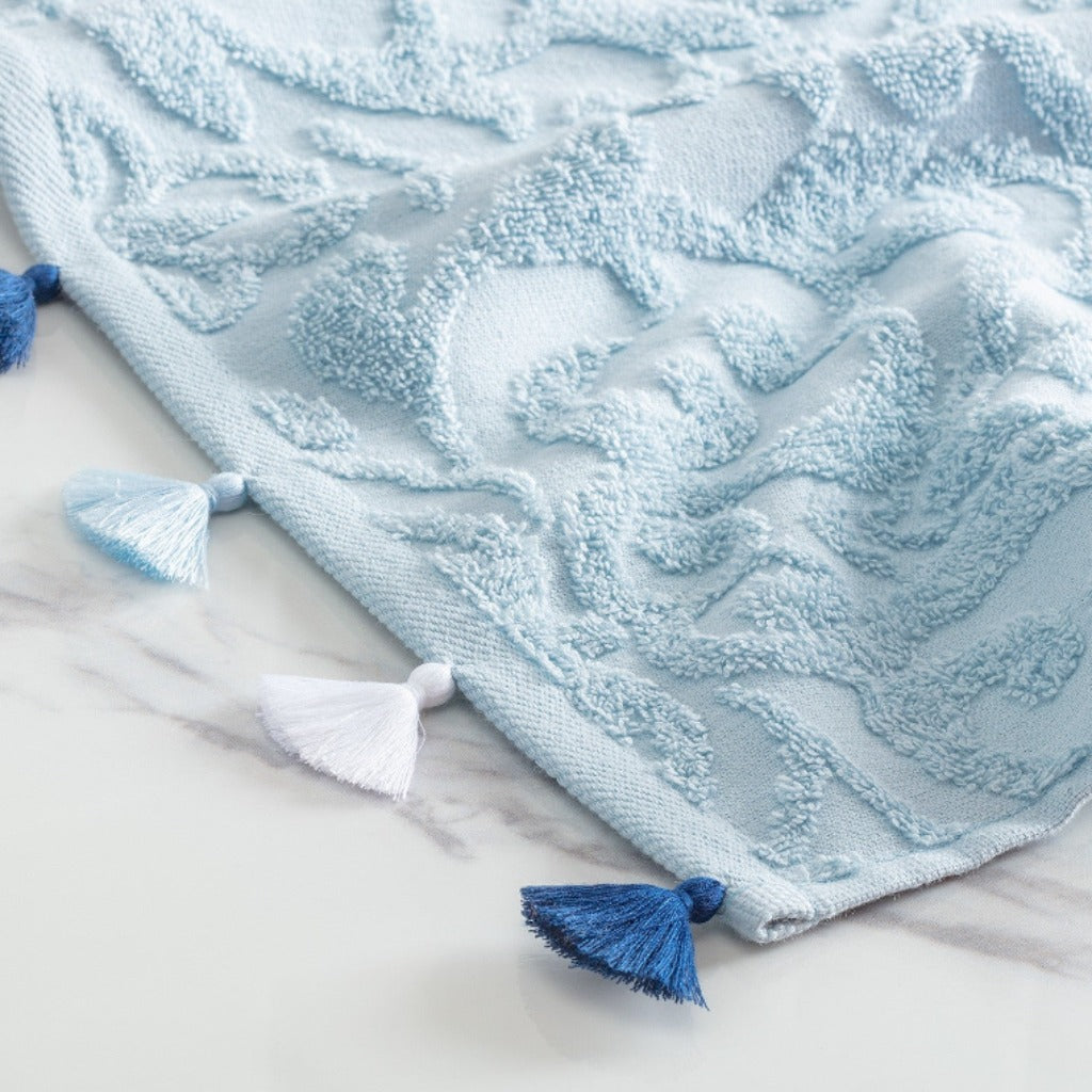 منشفة للوجه قطنية باللون الأزرق 50×70 سم