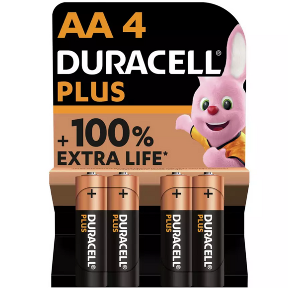 بطاريات Duracell Plus AA (4 قطع)