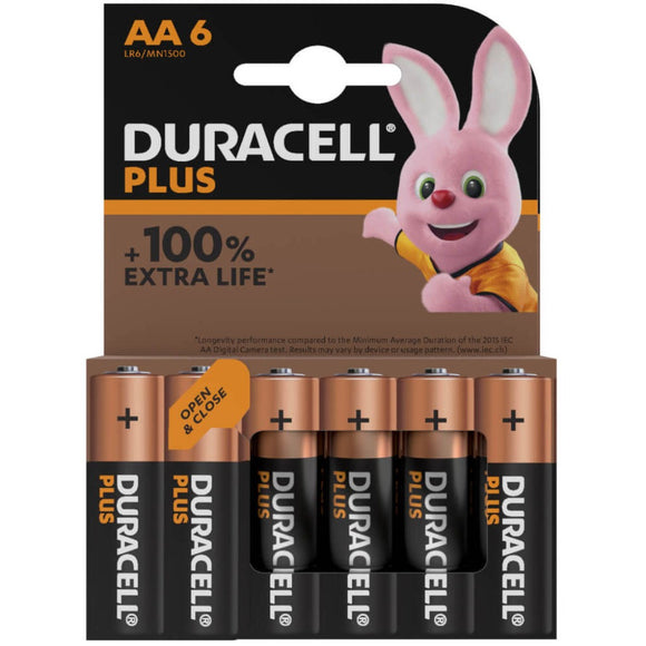 بطاريات Duracell Plus AA (6 قطع)