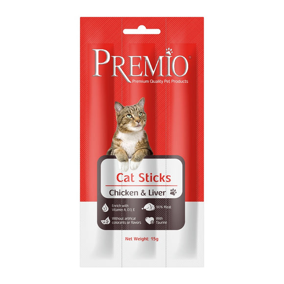 سناك sticks للقطط بنكهة الدجاج و الكبد Premio  (15 غرام)