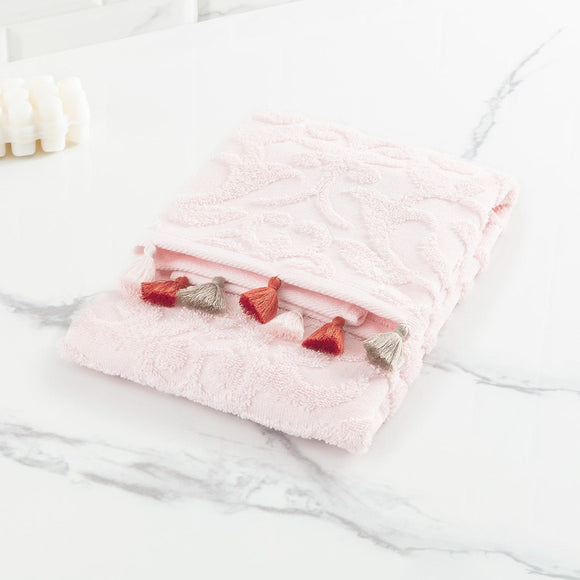 منشفة للوجه قطنية باللون الوردي 50×70 سم